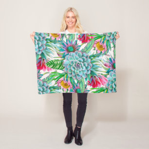 Couverture Polaire Succulent jardin tropical