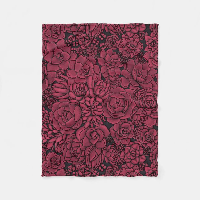Couverture Polaire Succulents à Viva Magenta- Couleur de l'année 2023 (Devant)