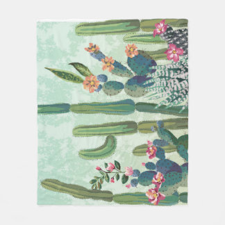 Couverture Polaire Succulents mignons : Motif de cactus Vintage