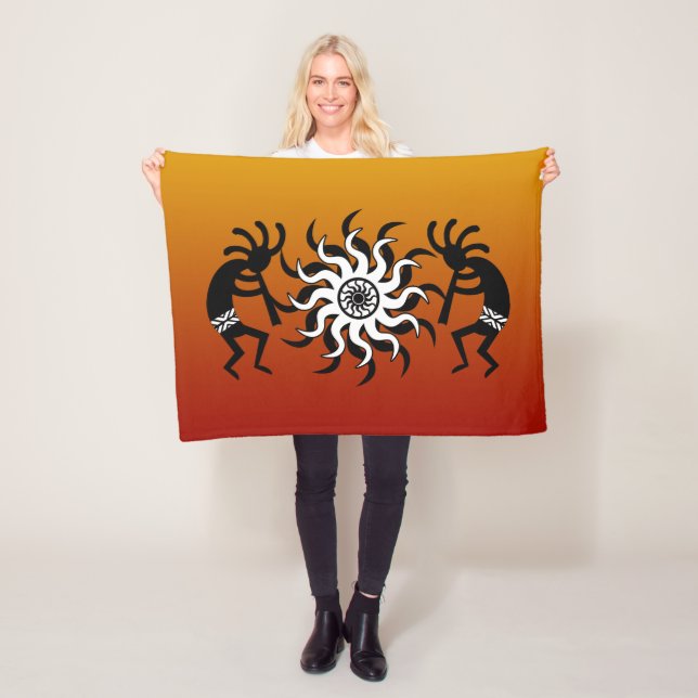 Couverture Polaire Sud-ouest Sunset Kokopelli Tribal Desert Sun (En situation)