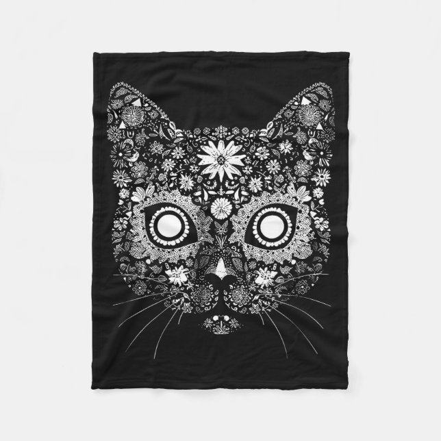 Couverture Polaire Sugar Cat Skull Flower Artistic Design  (Devant)