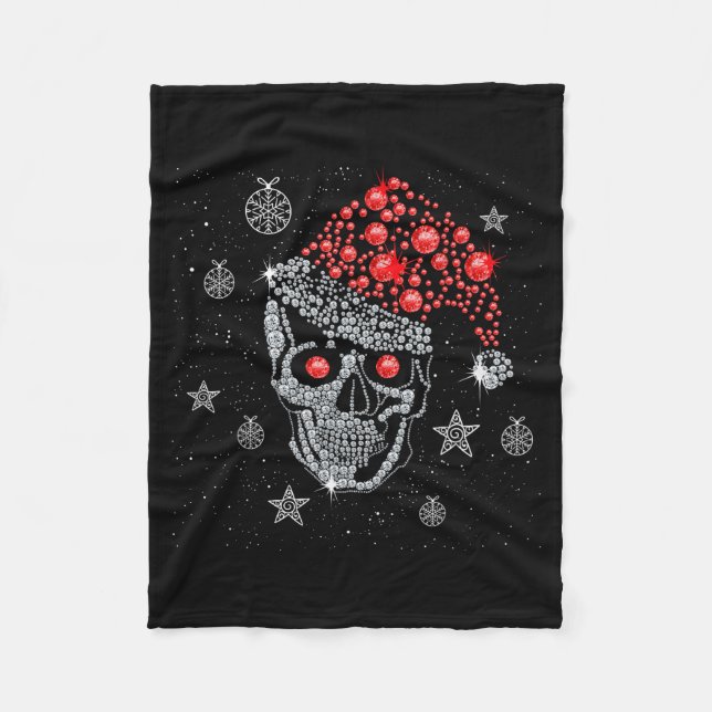 Couverture Polaire Sugar Skull With Santa Hat Tee Christmas Pajama Xm (Devant)
