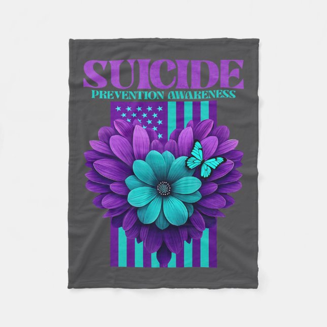 Couverture Polaire Suicide Prevention Awareness Usa Flag Premium  (Devant)