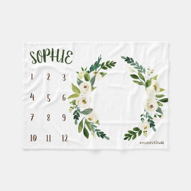 Couverture Polaire Suivi de croissance - Blancs branches Milestone (Devant (Horizontal))