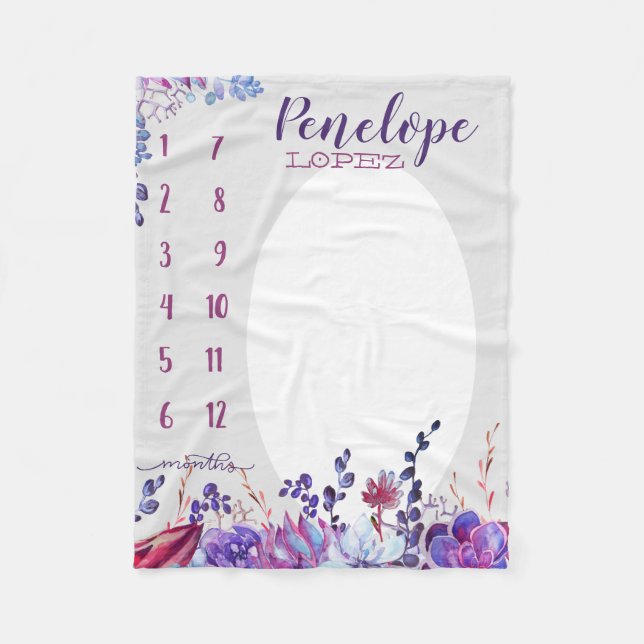 Couverture Polaire Suivi de croissance - Jalon - Aquarelle violette (Devant)