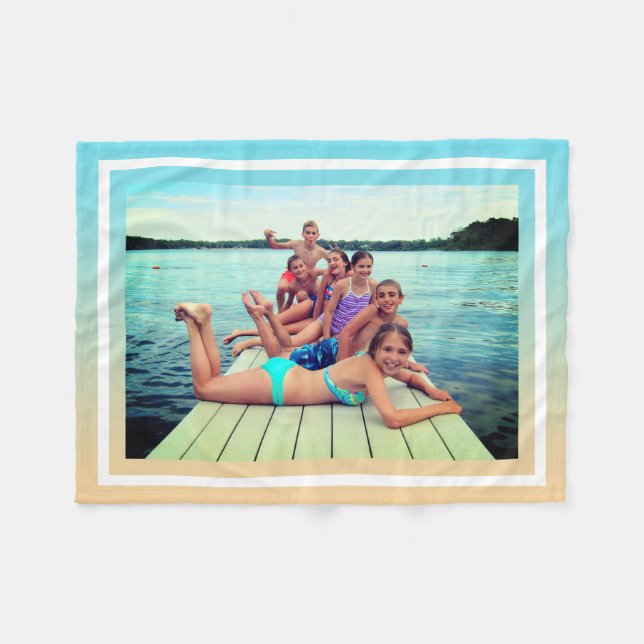 Couverture Polaire Summer fun plage time personnalisé photo ombre cou (Devant (Horizontal))