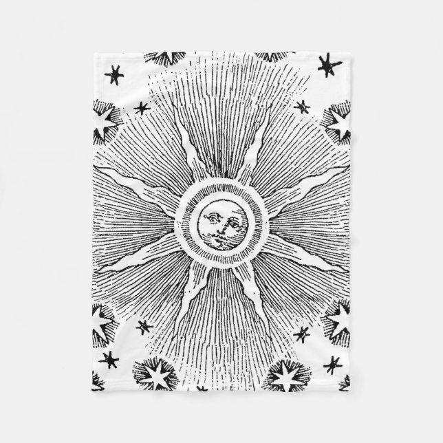 Couverture Polaire Sun Stars Antique Nuit Ciel Médiéval Zodiac (Devant)