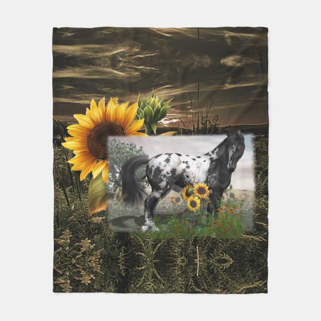 Couverture Polaire Sunflowers et Appaloosa Horse (Devant)