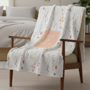 Couverture Polaire Sunny Fleur sauvage Mariage Peach ID1023