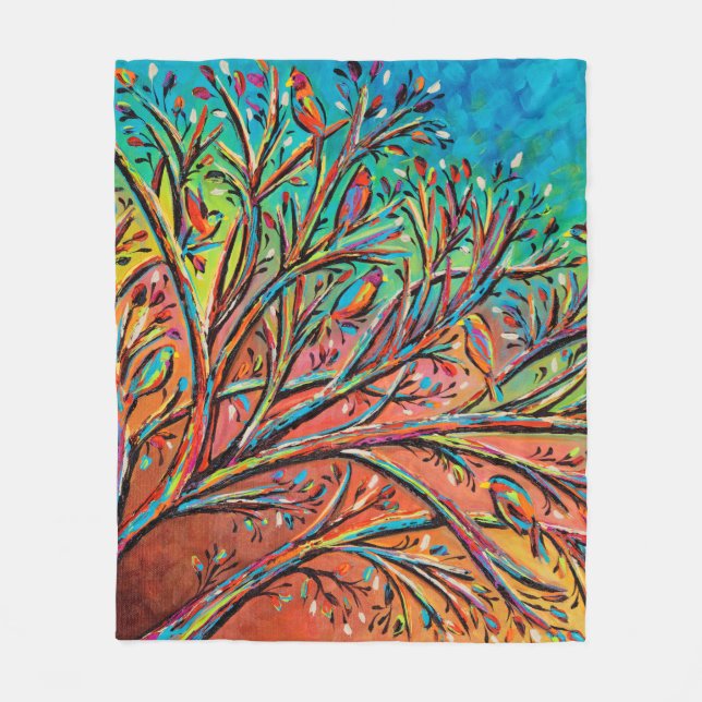 Couverture Polaire Sunrise Treetop Birds II (Devant)
