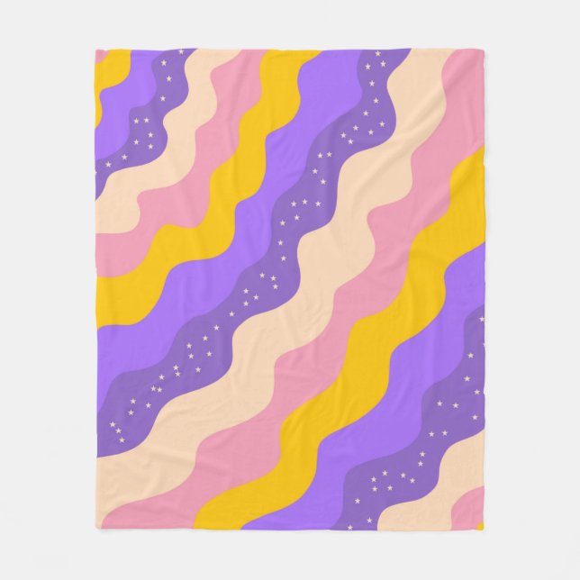 Couverture Polaire Super  de rayure céleste jaune violet Abstraite (Devant)