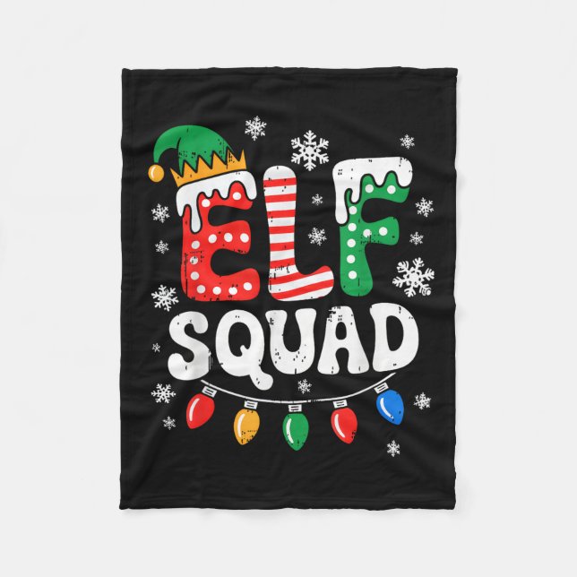 Couverture Polaire Super Elf Squad Elf Famille de Noël Correspondant  (Devant)