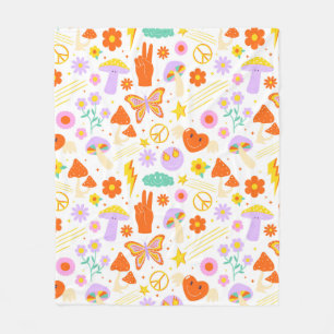Couverture Polaire Super Hippie Trippie Retro Fleur Vibes funky