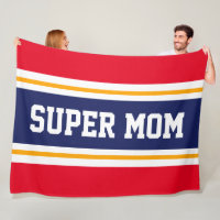 SUPER MAMAN Rouge Blanc Bleu Marine Rayures