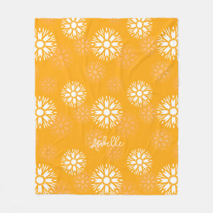 Couverture Polaire Super Orange Daisy Fleur Rétro Nom Floral