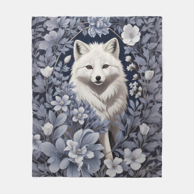 Couverture Polaire Superbe Renard arctique William Morris Inspiré (Devant)
