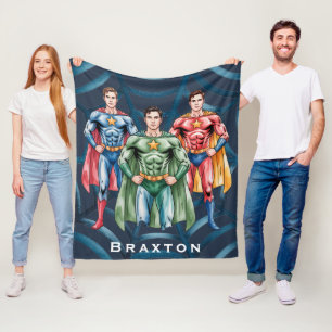 Couverture Polaire Superhero fête d'anniversaire pour les garçons cad