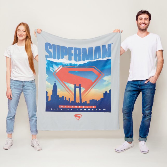Couverture Polaire Superman Metropolis Skyline (En situation)