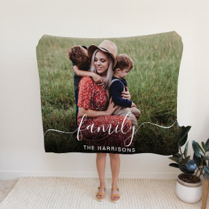 Couverture Polaire Superposition photo de script blanc de la famille