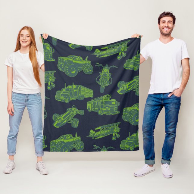 Couverture Polaire Sur le Go Blue & Green Moving Véhicules Voitures G (En situation)