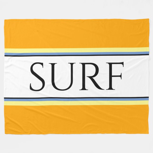 Couverture Polaire SURF Amusant Jaune Doré Blanc Bleu Bleu Rayures de (Devant (Horizontal))