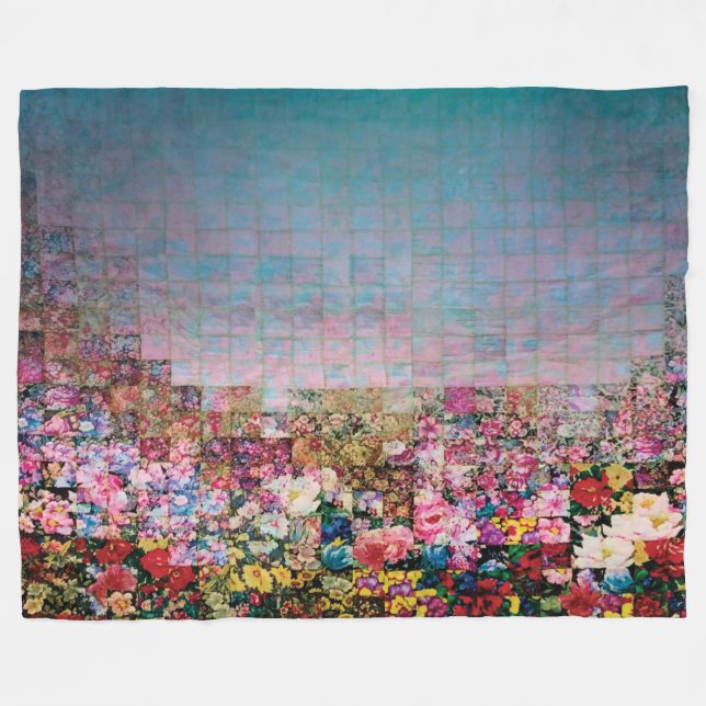 Couverture Polaire surface composée aquarelle fondue turquoise (Devant (Horizontal))