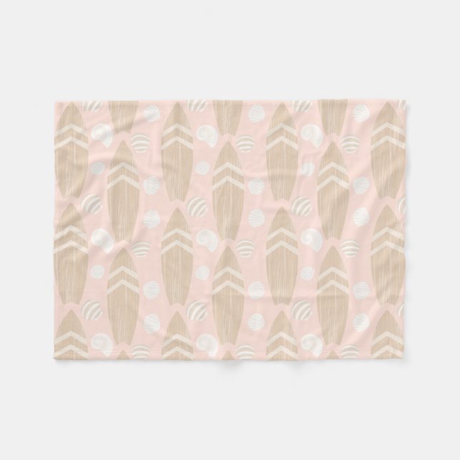 Couverture Polaire Surfboard Beach Bébé rose polaire Blanche (Devant (Horizontal))