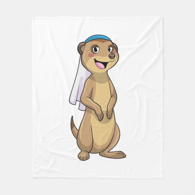 Couverture Polaire Suricate en mariée avec voile (Devant)