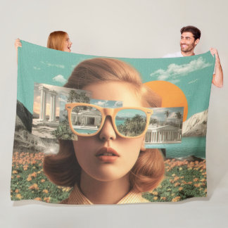 Couverture Polaire Surreal female portrait with retro sunglasses