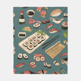 Couverture Polaire Sushi coloré et rouleaux sans couture motif, excel