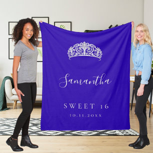 Couverture Polaire Sweet 16 royal bleu tiara nom de couronne