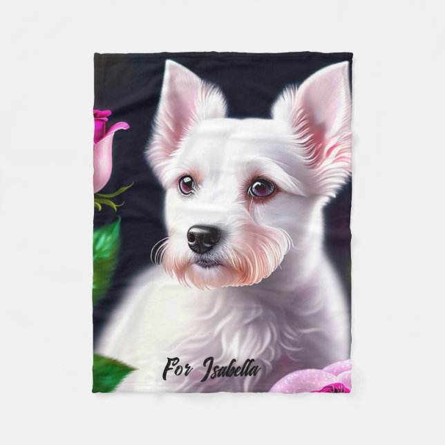 Couverture Polaire Sweet Chien Et Collection Rose (Devant)