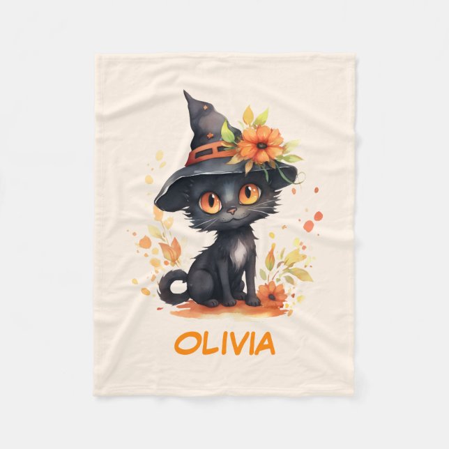 Couverture Polaire Sweet Halloween Chat Nom personnalisé (Devant)