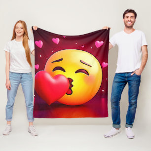 Couverture Polaire Sweet Kiss Heart Emoji