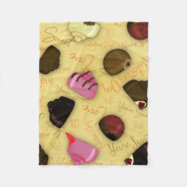 Couverture Polaire Sweet Valentine - Saint Valentin Motif de bonbons (Devant)