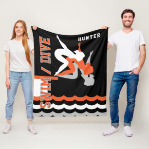 Couverture Polaire Swim Dive Team - Orange et Noir