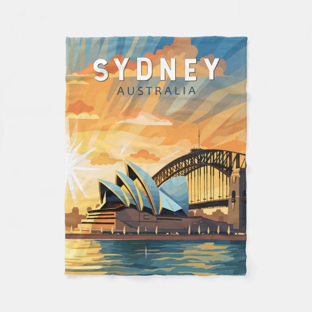 Couverture Polaire Sydney Australia Travel Art Vintage (Devant)