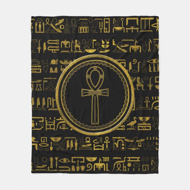 Couverture Polaire Symbole croisé d'Ankh d'Egyptien d'or (Devant)