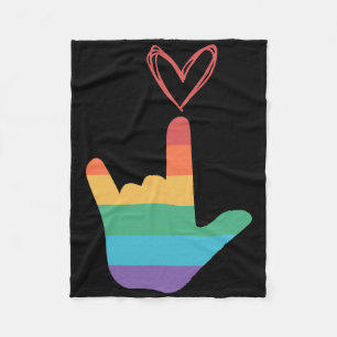 Couverture Polaire Symbole d'amour arc-en-ciel Asl Sourds 