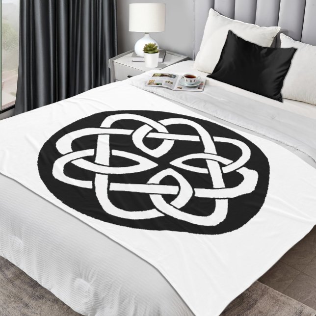 Couverture Polaire Symbole de cercle en entrelacs celtique noir et bl (Créateur téléchargé)