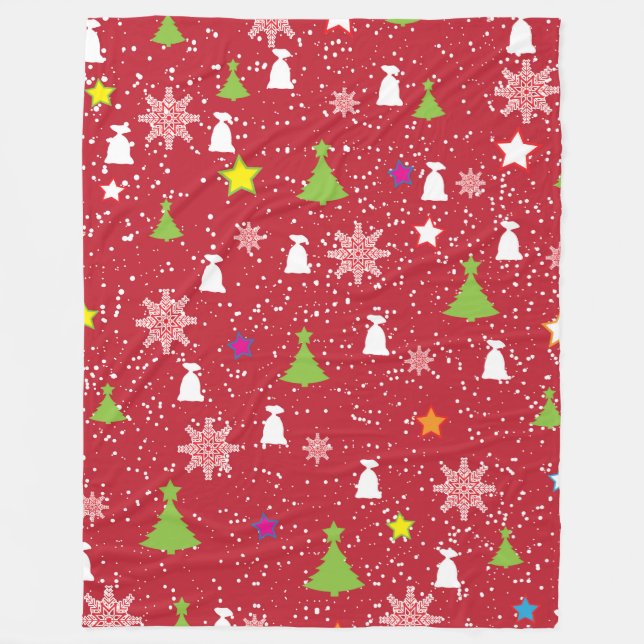 Couverture Polaire Symbole de Noël mignon Motif rouge blanc et vert (Devant)
