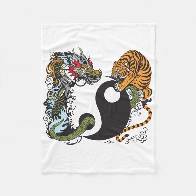 Couverture Polaire symbole de yang de yin de dragon et de tigre (Devant)
