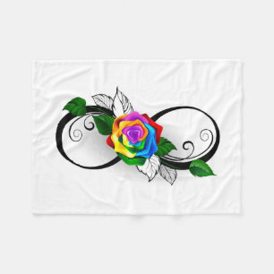 Couverture Polaire Symbole d'infini avec Rose arc-en-ciel