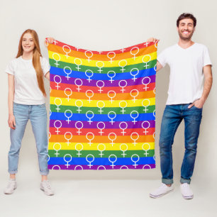 Couverture Polaire Symbole féminin Motif arc-en-ciel
