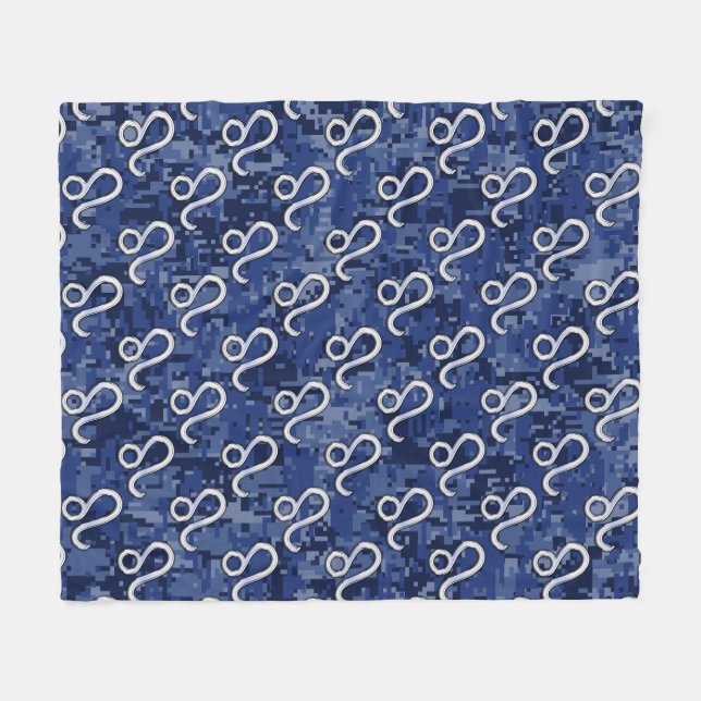 Couverture Polaire Symbole Leo Zodiac sur le camouflage numérique ble (Devant (Horizontal))