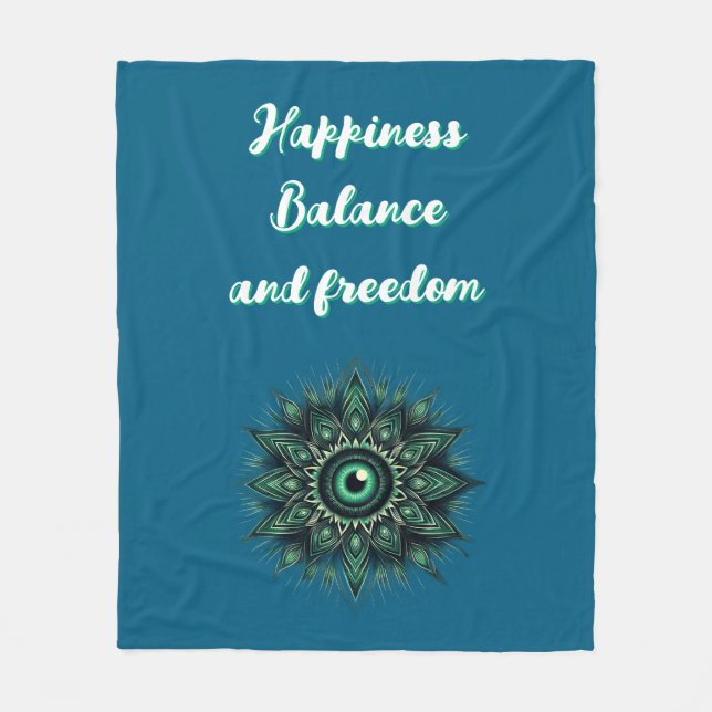 Couverture Polaire Symbole oculaire vert foncé du Monogramme sur bleu (Devant)