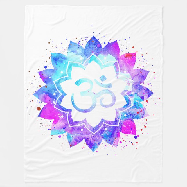 Couverture Polaire *~* Symbole OM Lotus Fleur Mandala White New Age (Devant)