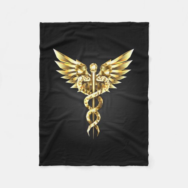 Couverture Polaire Symbole Polygonal Or Caduceus (Devant)