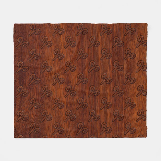 Couverture Polaire Symbole Zodiac d'Aries moderne en acajou comme imp (Devant (Horizontal))