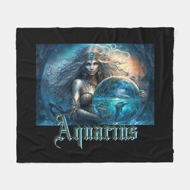 Couverture Polaire SYMBOLE Zodiaque Aquarius (Devant (Horizontal))